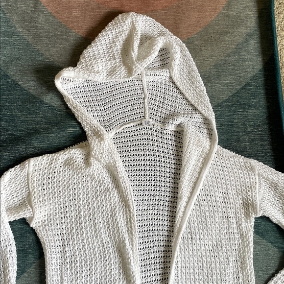 Gap White Open-Knit Crochet Coastal Hooded Cardigan - Picture 3 of 6